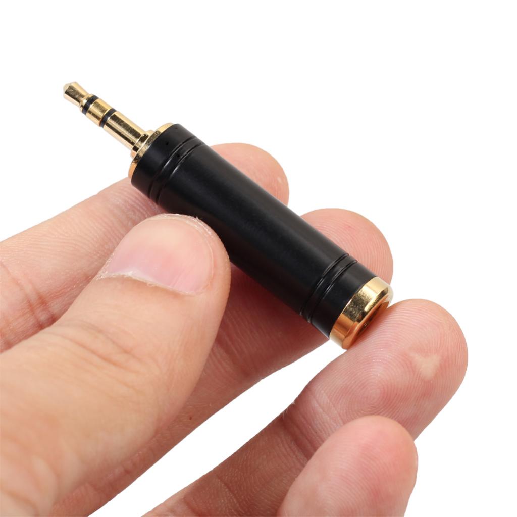 Stereo Audio Adapter 3.5mm Male Plug to 6.35mm Female for Mic Keyboard Black