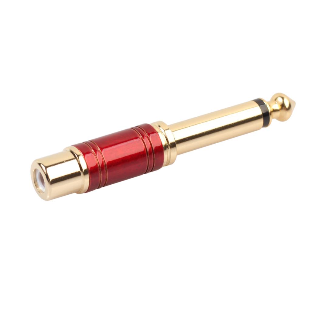 6.35mm Male to RCA Female Plug Adapter Connector Audio Adapter Parts Red
