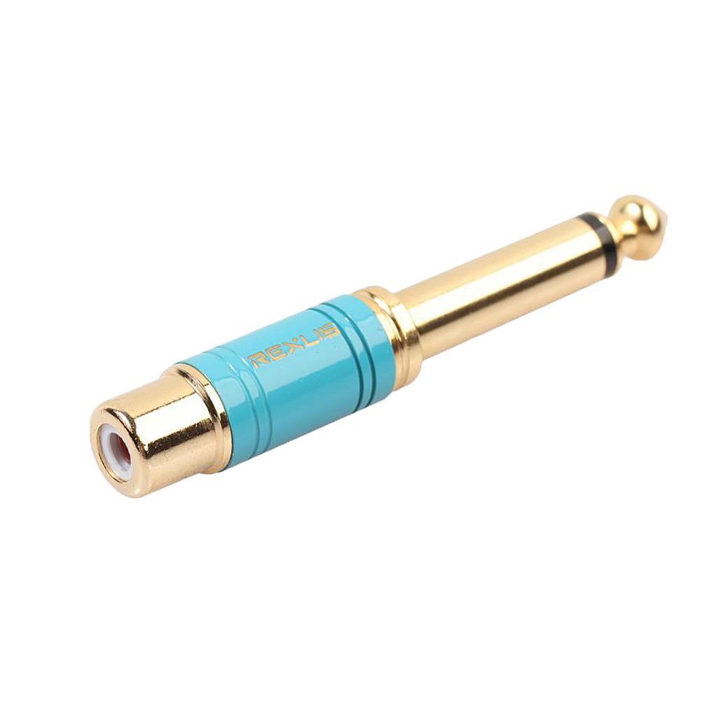 6.35mm Male to RCA Female Plug Adapter Connector Audio Adapter Parts Blue