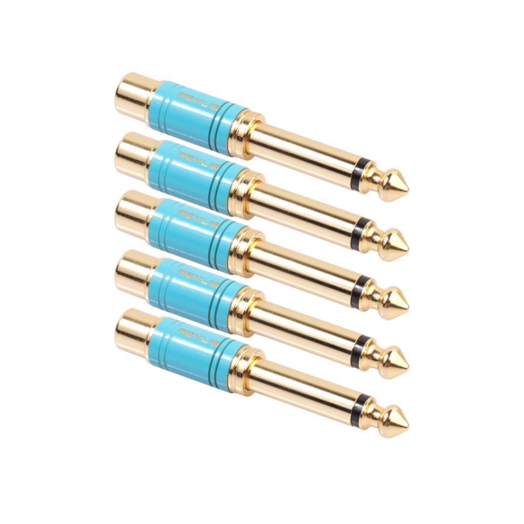 6.35mm Male to RCA Female Plug Adapter Connector Audio Adapter Parts Blue