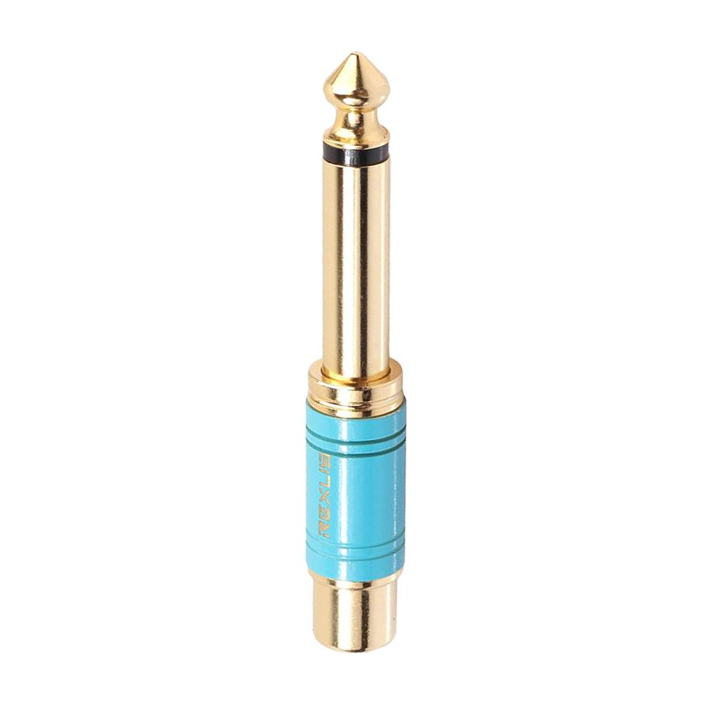 6.35mm Male to RCA Female Plug Adapter Connector Audio Adapter Parts Blue