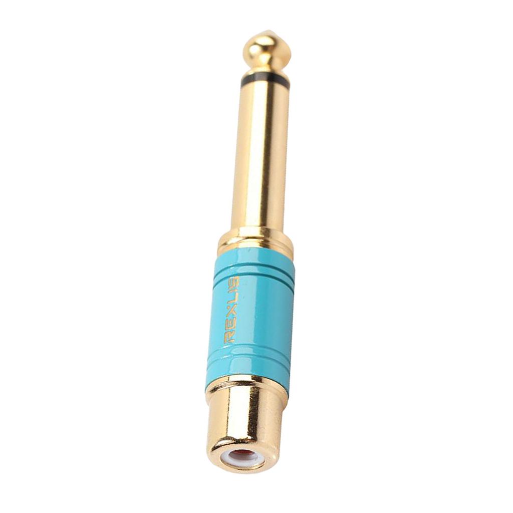 6.35mm Male to RCA Female Plug Adapter Connector Audio Adapter Parts Blue