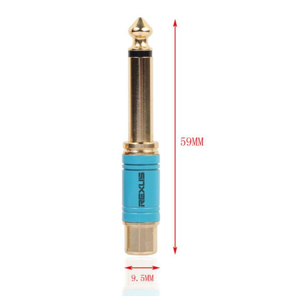 6.35mm Male to RCA Female Plug Adapter Connector Audio Adapter Parts Blue