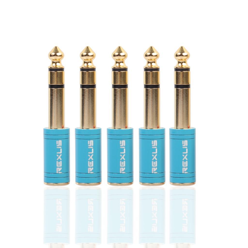 6.35mm Male to 3.5mm Female Stereo Headphone Jack Adapter Converter Blue