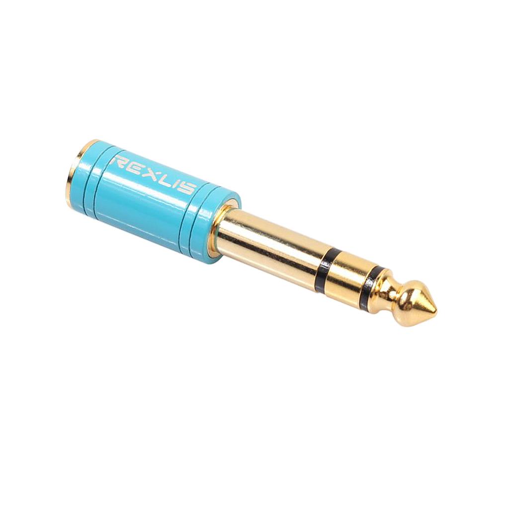 6.35mm Male to 3.5mm Female Stereo Headphone Jack Adapter Converter Blue