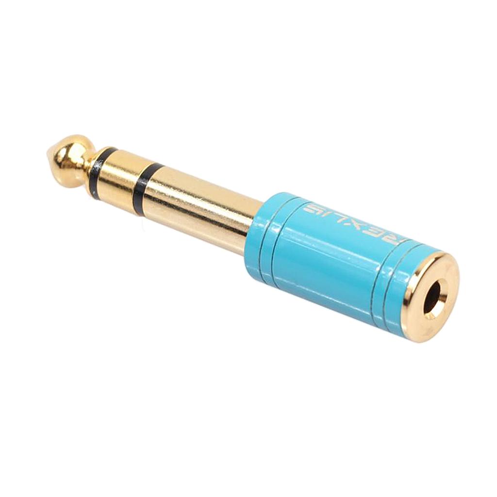 6.35mm Male to 3.5mm Female Stereo Headphone Jack Adapter Converter Blue