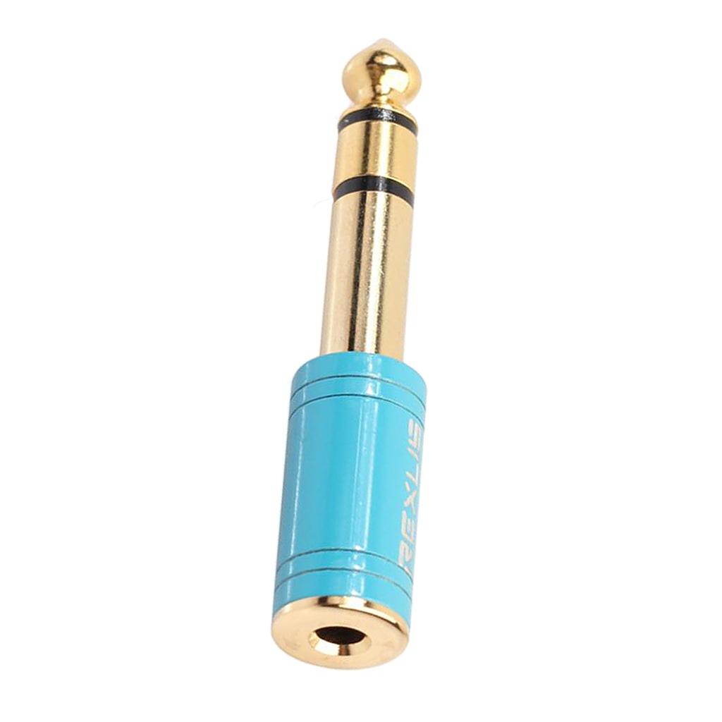 6.35mm Male to 3.5mm Female Stereo Headphone Jack Adapter Converter Blue