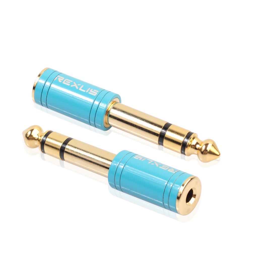 6.35mm Male to 3.5mm Female Stereo Headphone Jack Adapter Converter Blue