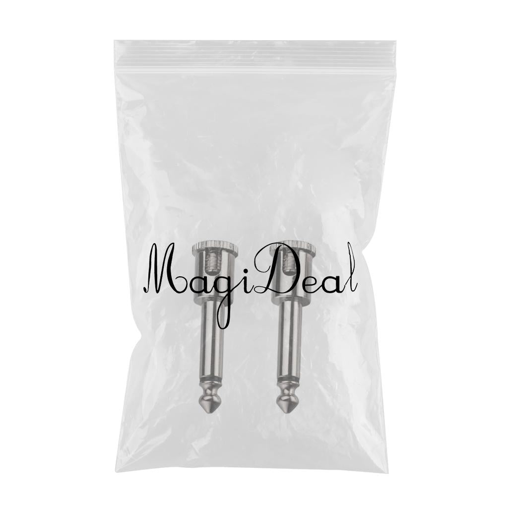2 Pieces Welding-free Straight Audio Plug 6.35mm Mono Chorme Cable Plug
