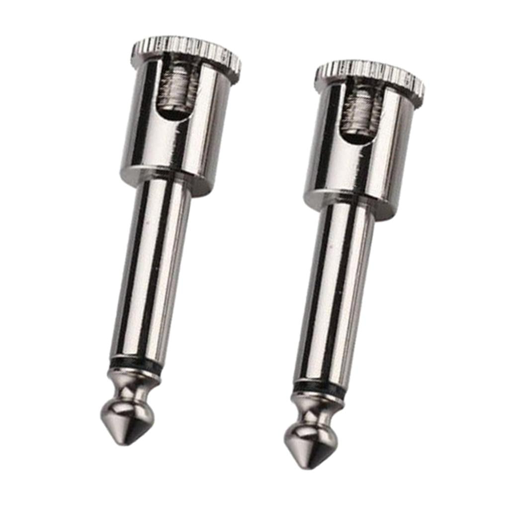 2 Pieces Welding-free Straight Audio Plug 6.35mm Mono Chorme Cable Plug