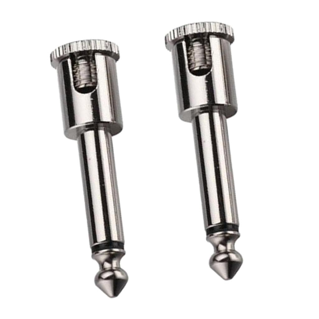 2 Pieces Welding-free Straight Audio Plug 6.35mm Mono Chorme Cable Plug