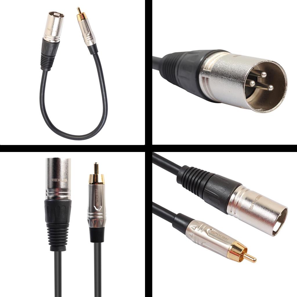RCA Male to XLR Male Audio Mic Cable Patch Microphone Cord Parts 0.3 Meter