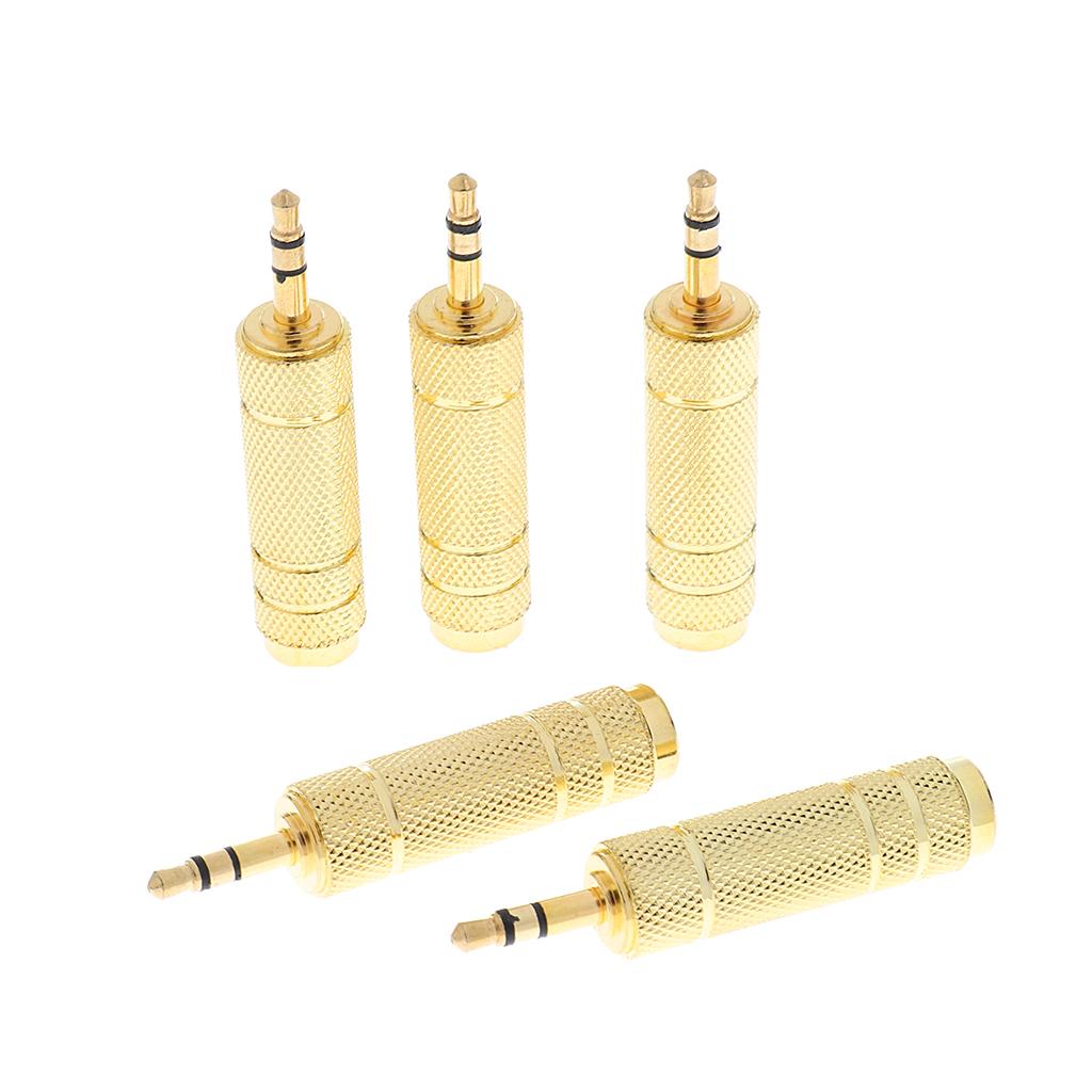 5 Pieces 6.35mm Male to 3.5mm Female Stereo Audio Adapter for Phone Speaker