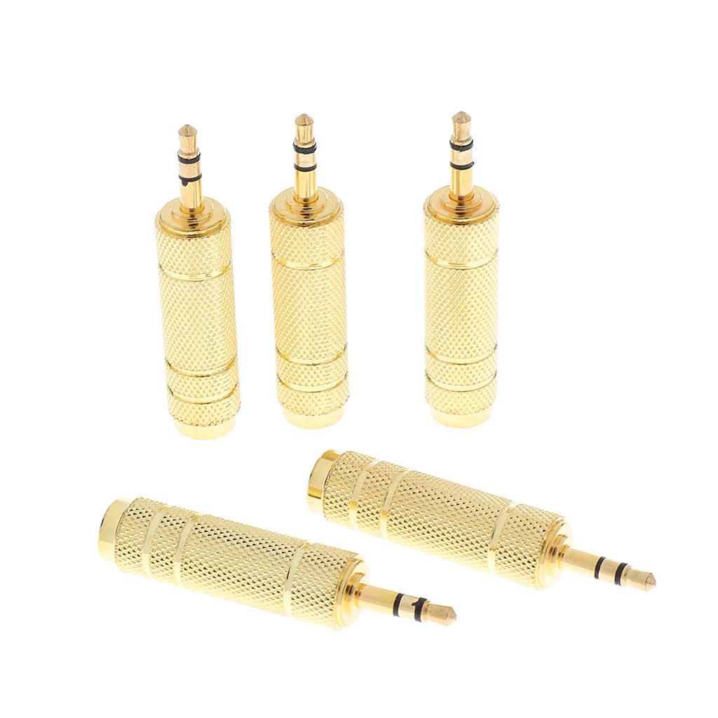 5 Pieces 6.35mm Male to 3.5mm Female Stereo Audio Adapter for Phone Speaker