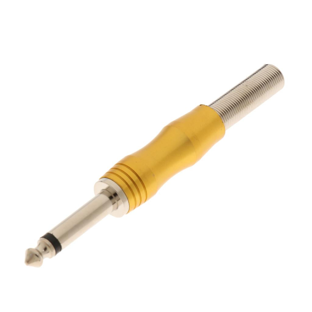 Copper 6.35mm Mono Jack Plug Audio Connector for Amplifier Microphone Golden