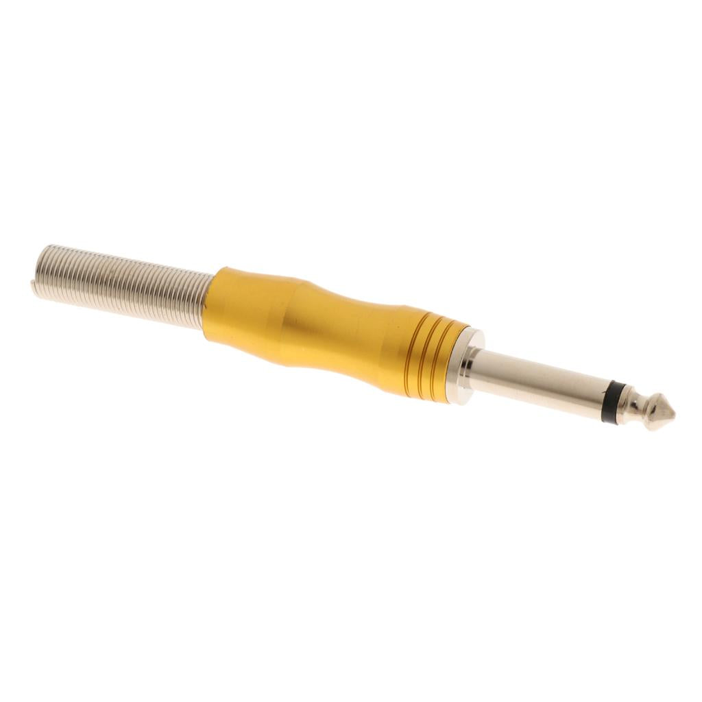Copper 6.35mm Mono Jack Plug Audio Connector for Amplifier Microphone Golden