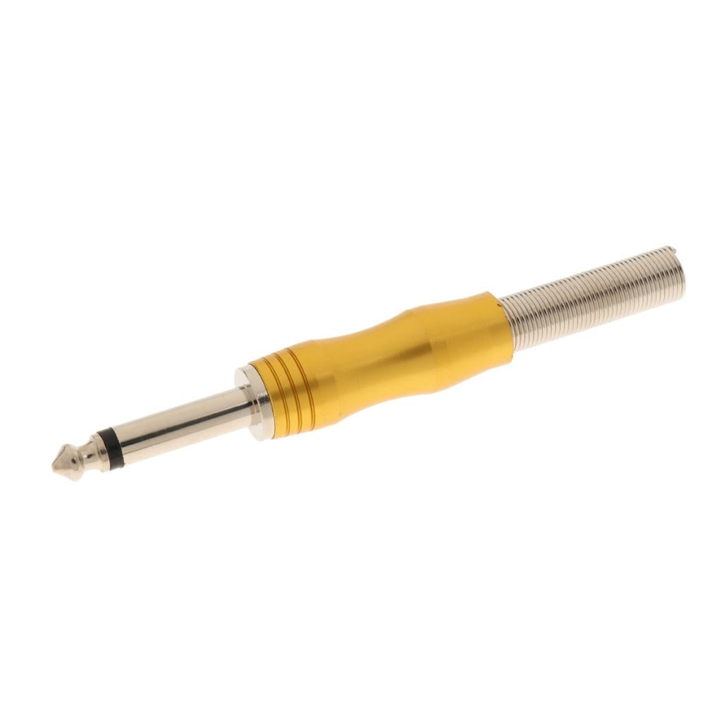 Copper 6.35mm Mono Jack Plug Audio Connector for Amplifier Microphone Golden