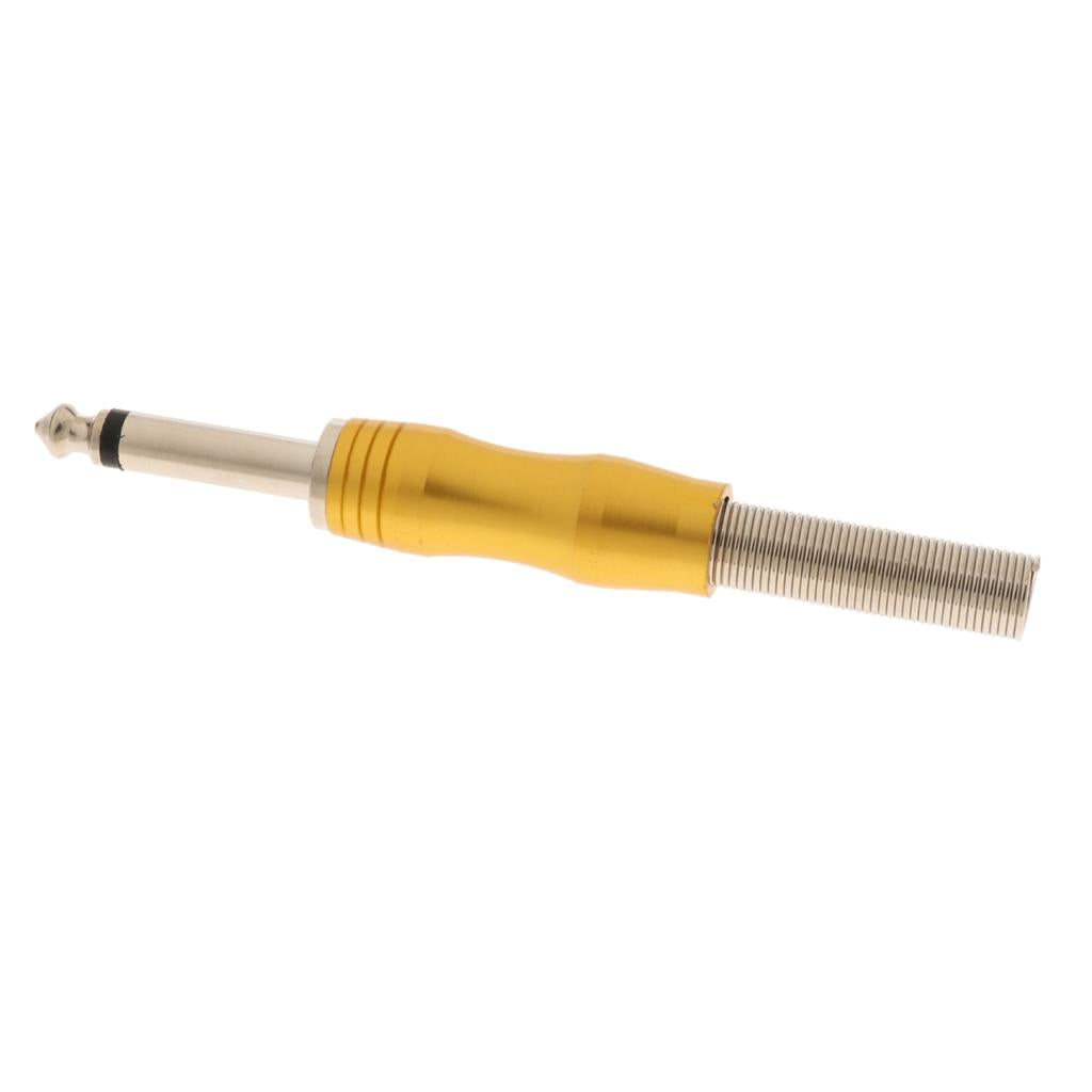 Copper 6.35mm Mono Jack Plug Audio Connector for Amplifier Microphone Golden