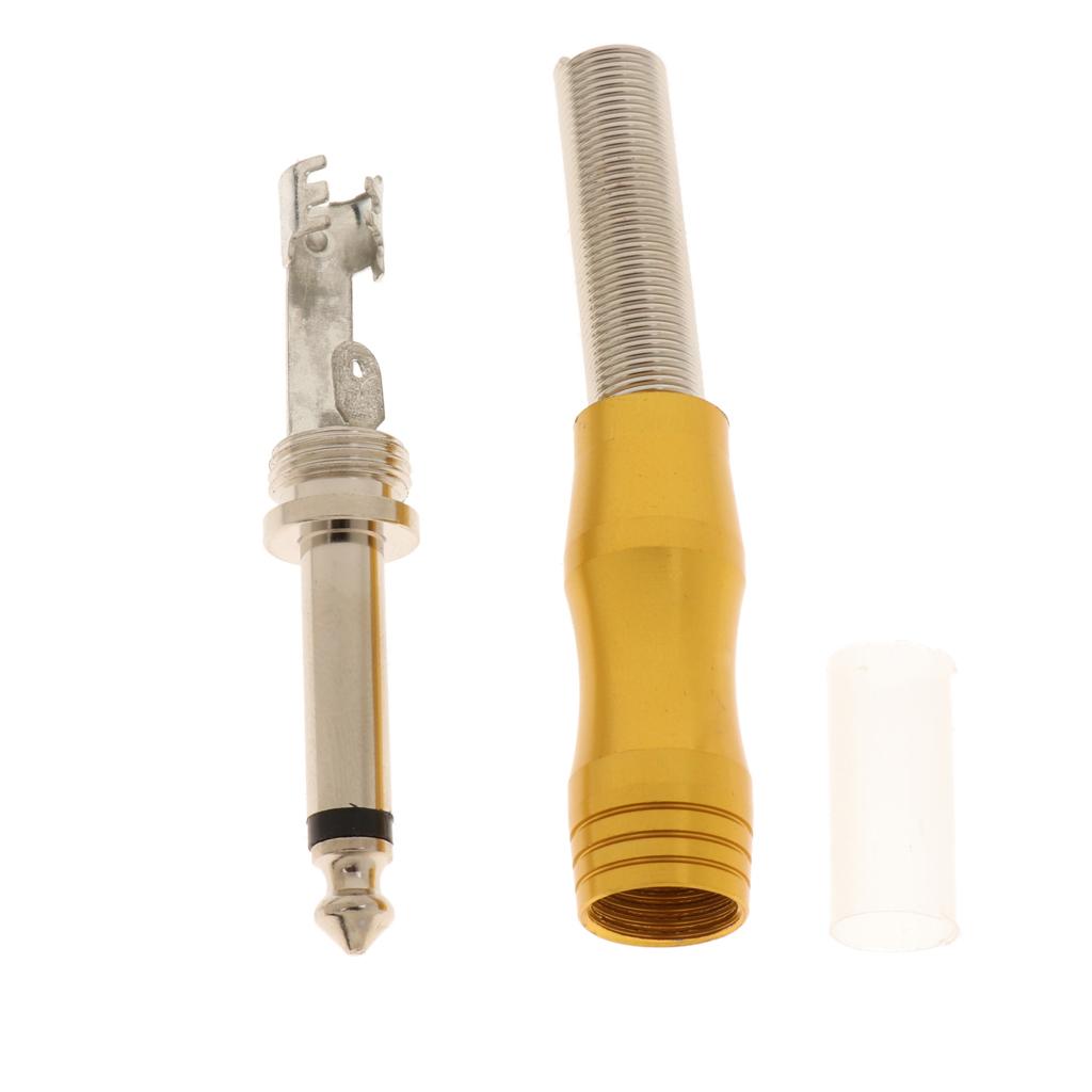Copper 6.35mm Mono Jack Plug Audio Connector for Amplifier Microphone Golden