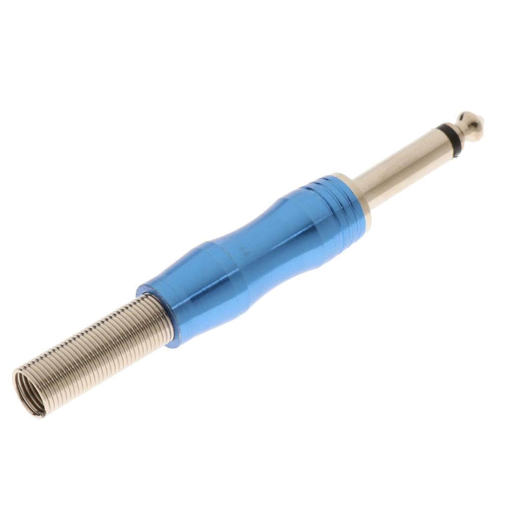 Copper 6.35mm Mono Jack Plug Audio Connector for Amplifier Microphone Blue