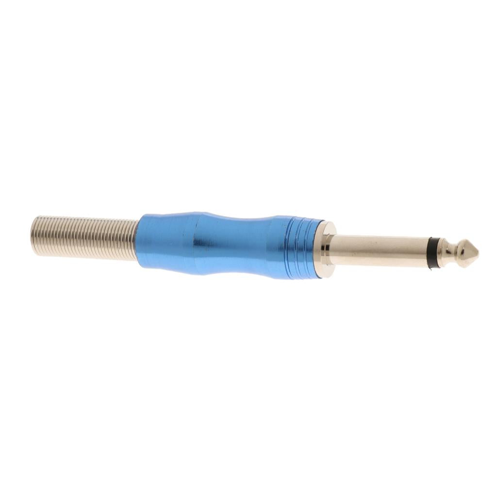Copper 6.35mm Mono Jack Plug Audio Connector for Amplifier Microphone Blue