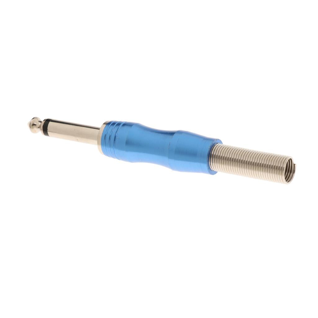 Copper 6.35mm Mono Jack Plug Audio Connector for Amplifier Microphone Blue