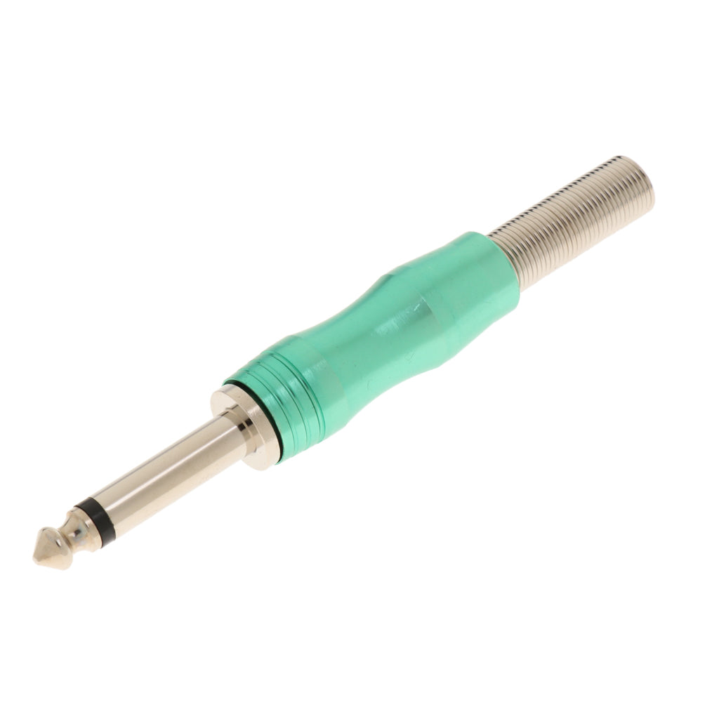 Copper 6.35mm Mono Jack Plug Audio Connector for Amplifier Microphone Green