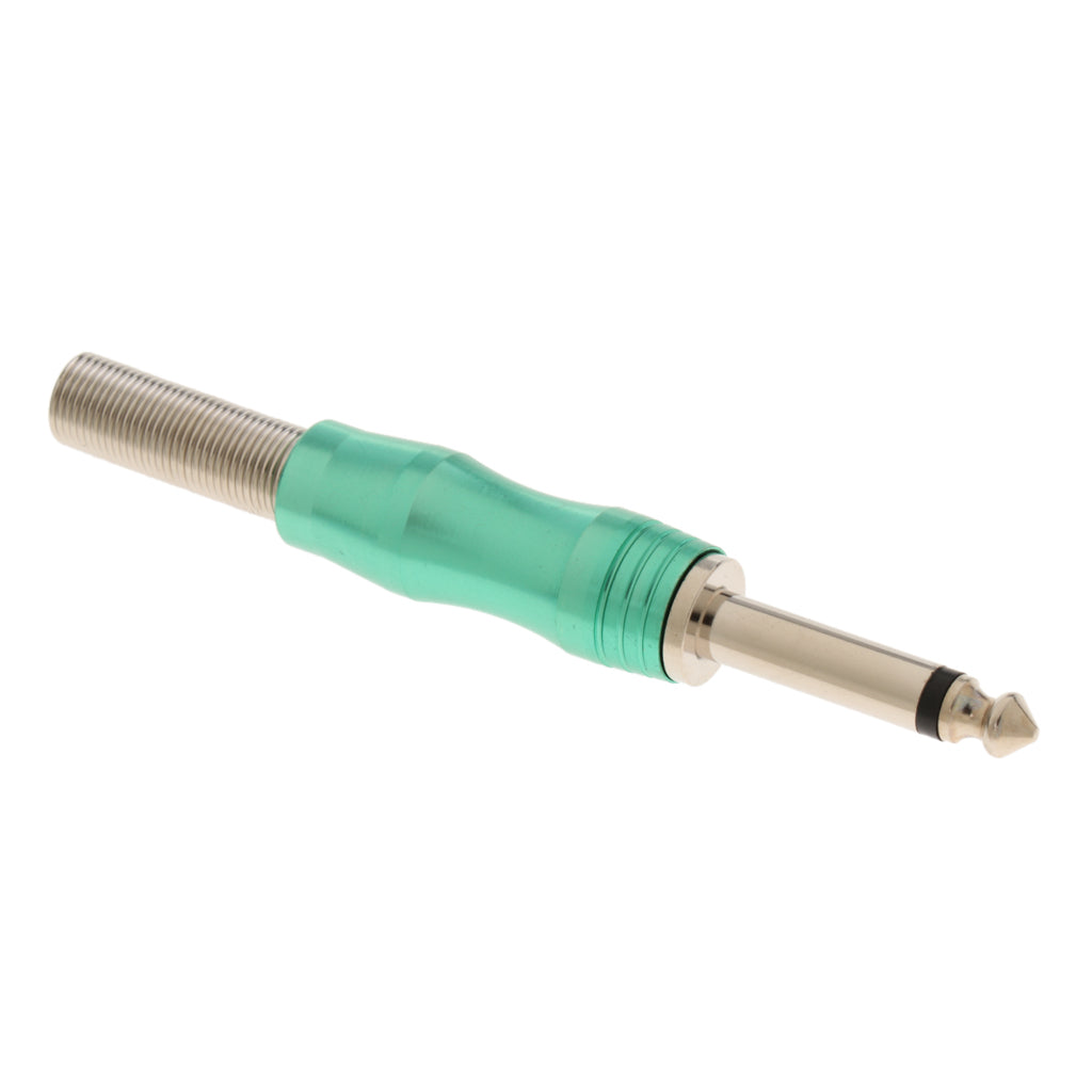 Copper 6.35mm Mono Jack Plug Audio Connector for Amplifier Microphone Green