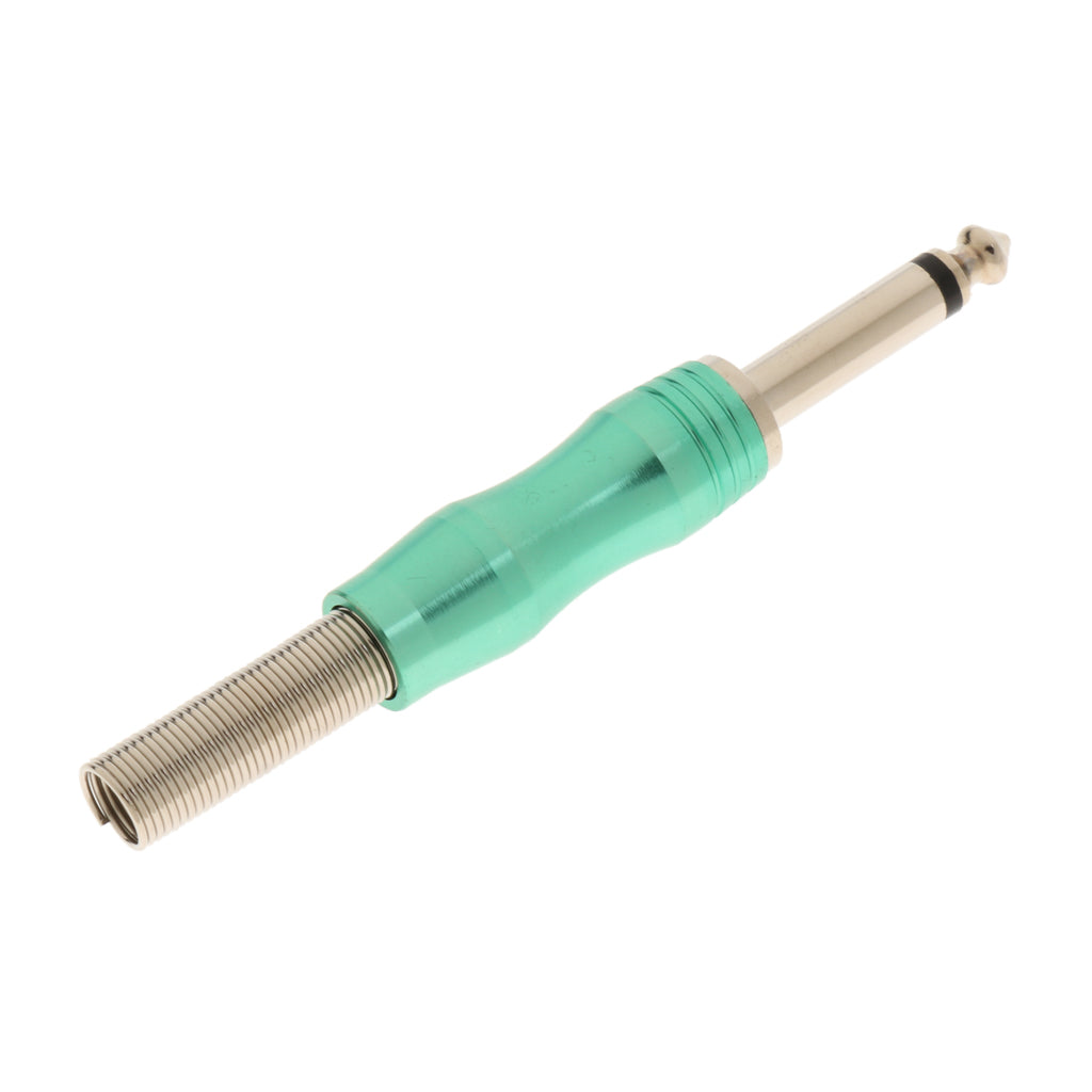 Copper 6.35mm Mono Jack Plug Audio Connector for Amplifier Microphone Green