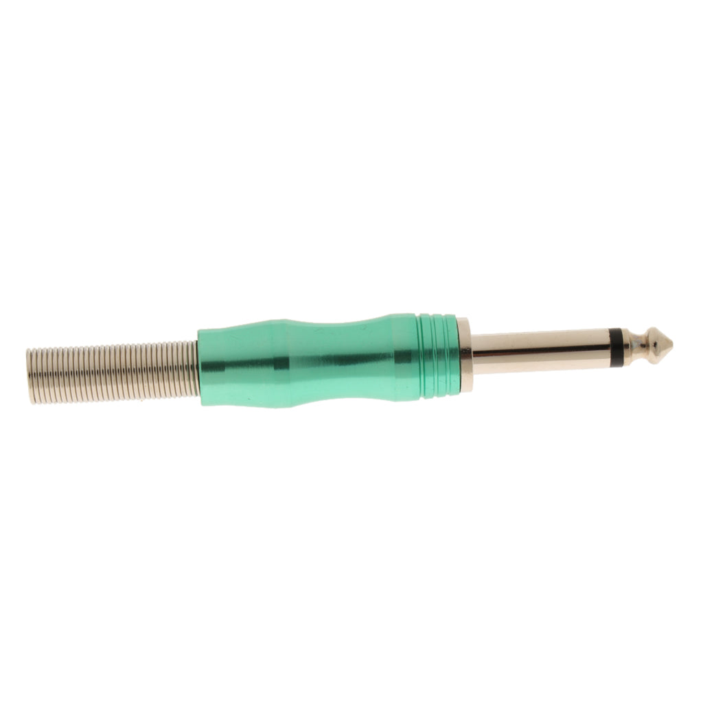 Copper 6.35mm Mono Jack Plug Audio Connector for Amplifier Microphone Green