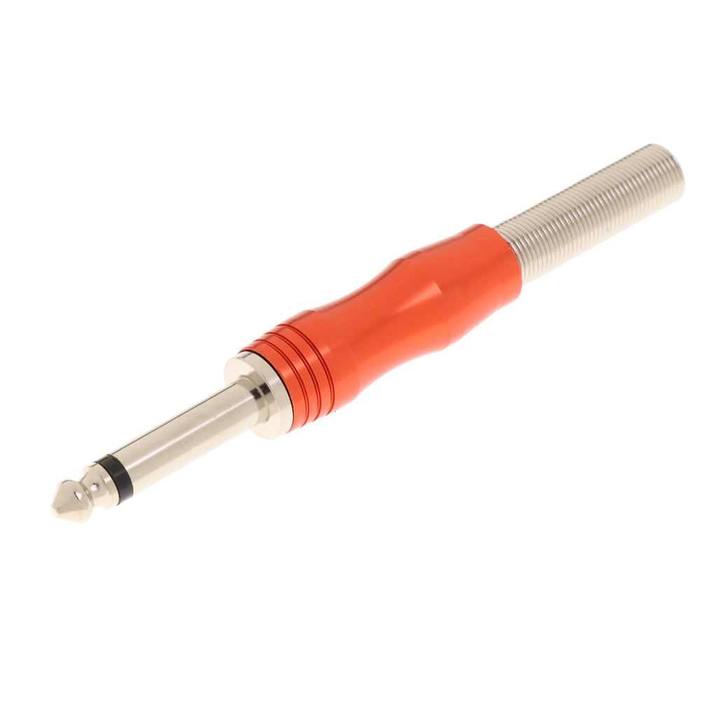 Copper 6.35mm Mono Jack Plug Audio Connector for Amplifier Microphone Red