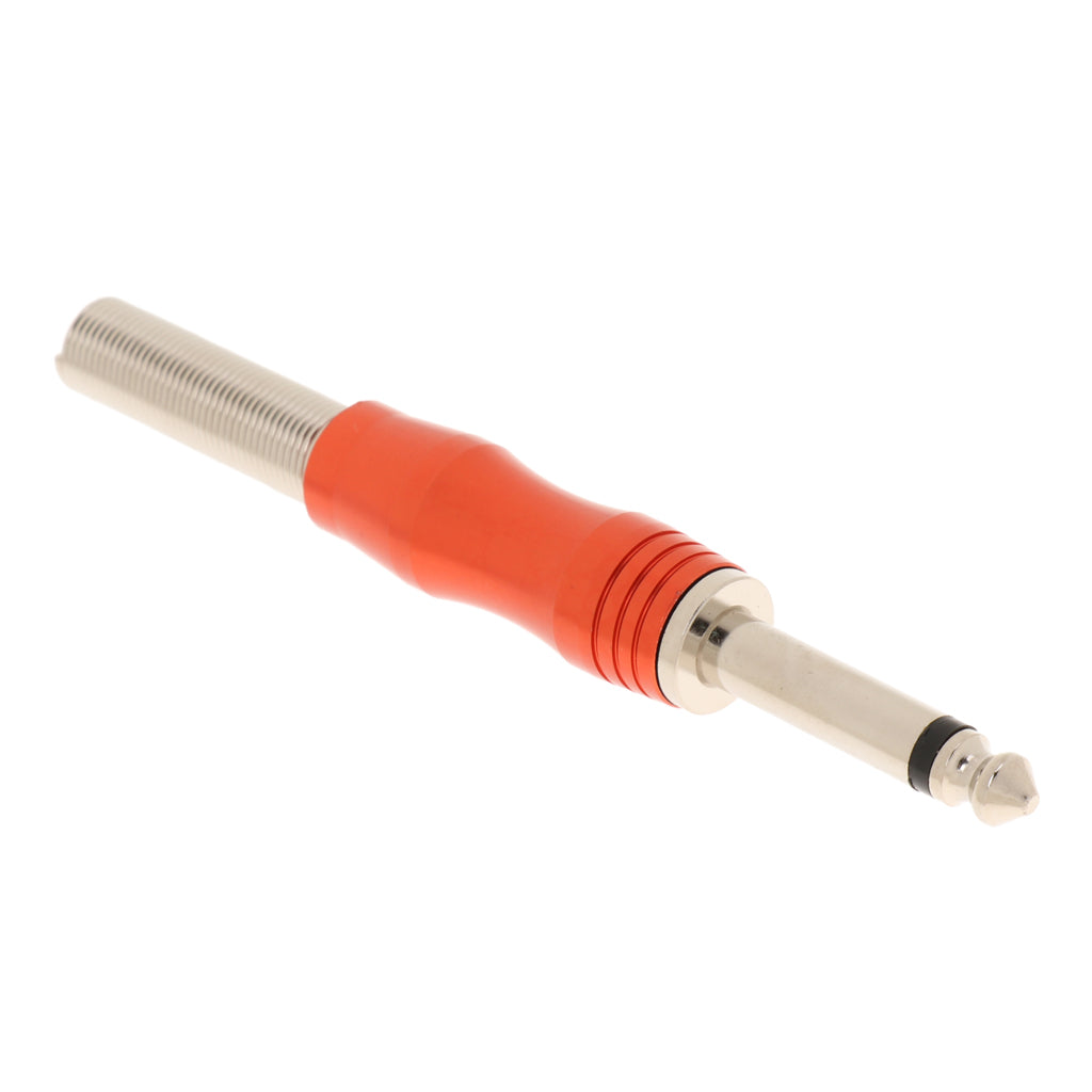 Copper 6.35mm Mono Jack Plug Audio Connector for Amplifier Microphone Red