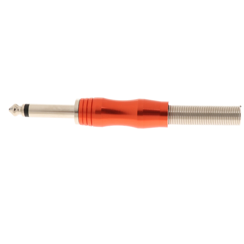 Copper 6.35mm Mono Jack Plug Audio Connector for Amplifier Microphone Red