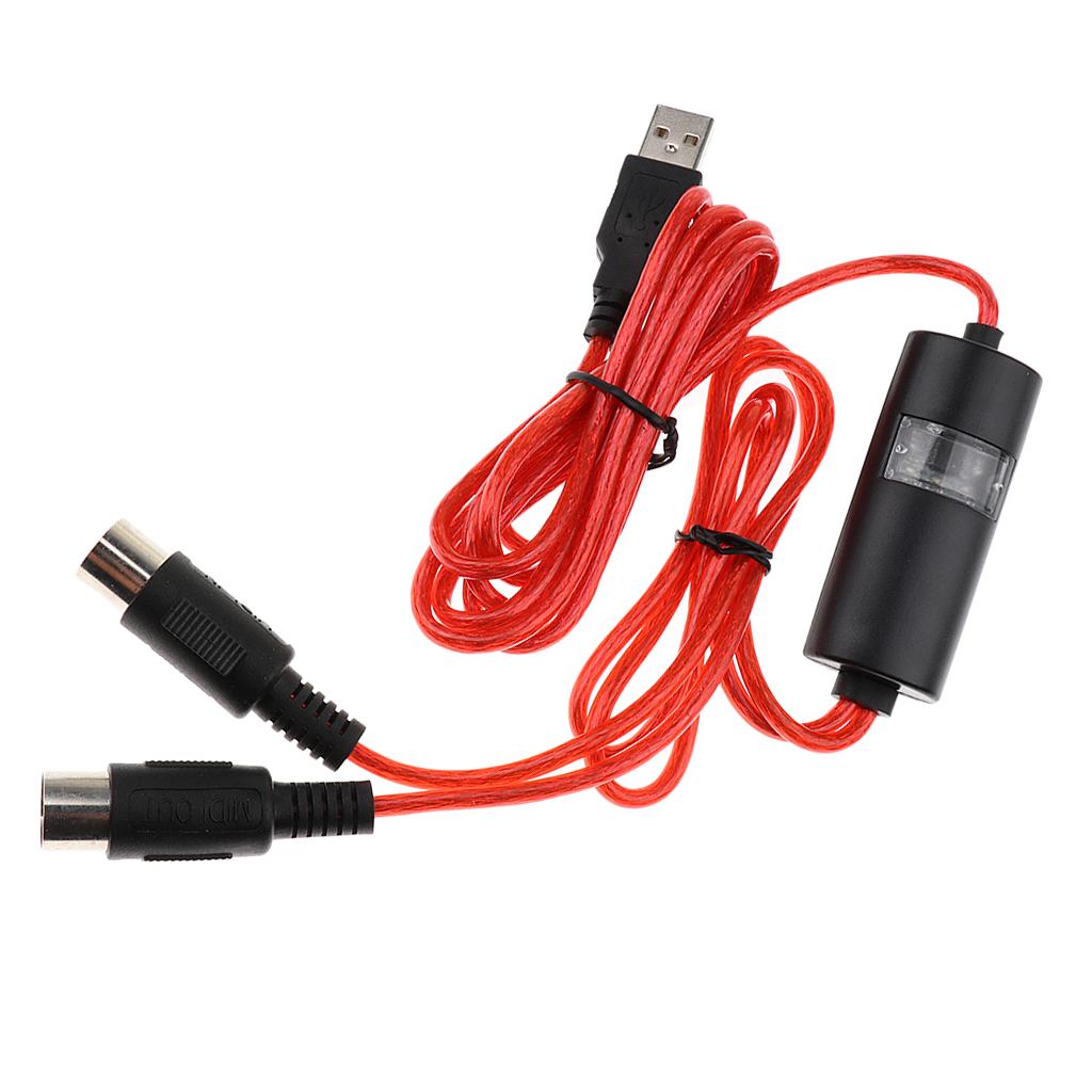 MIDI Cable Music Wire Cable for Electronic Piano Electronic Drum Red