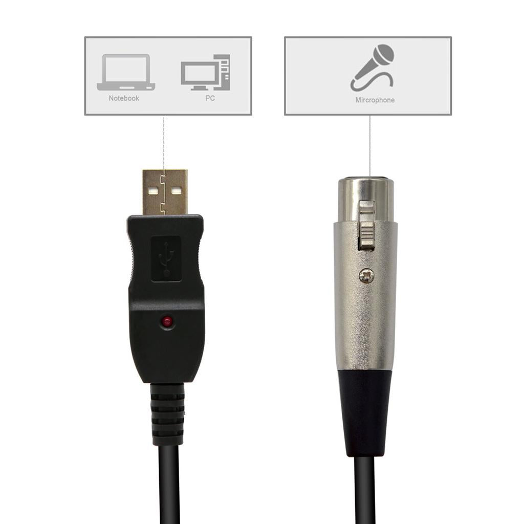 1pc USB to XLR Guitar Cable for Guitar Computer Recording Link 300cm