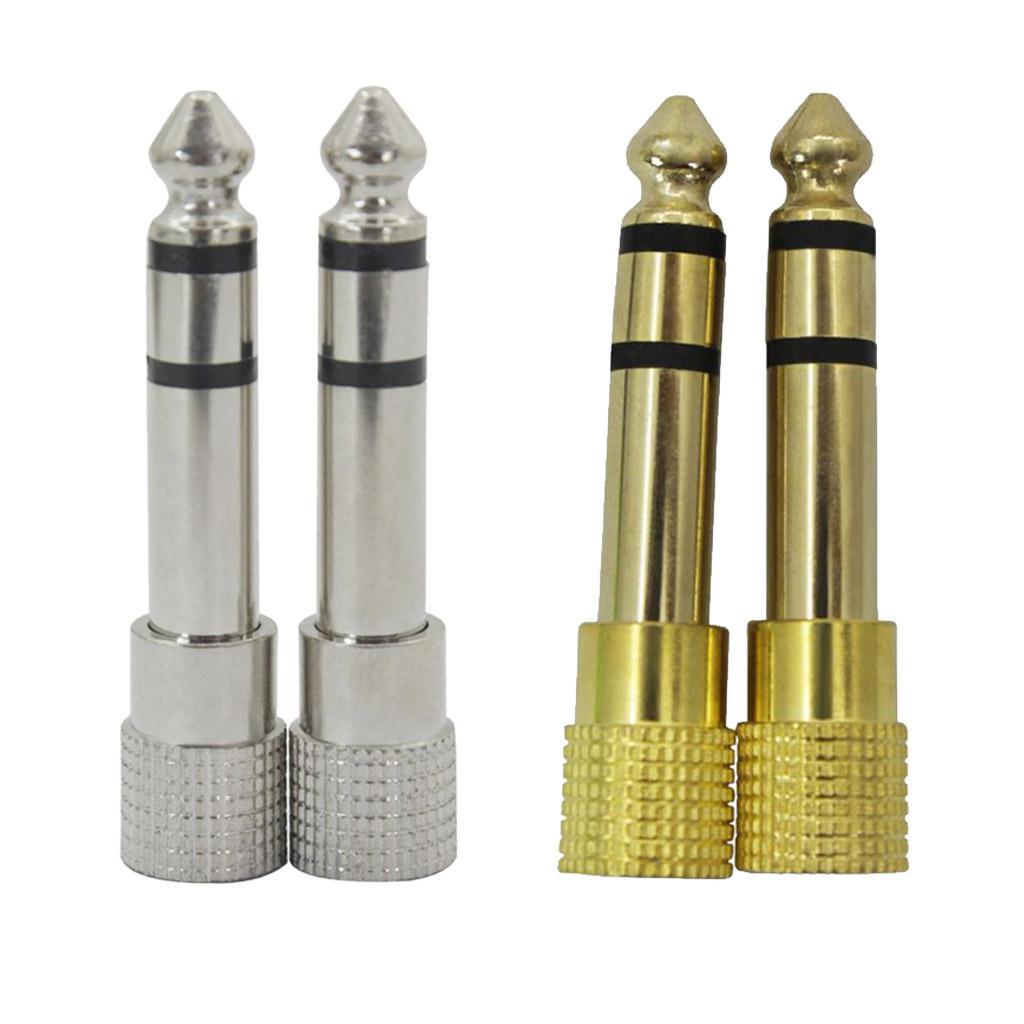 2pcs 6.5mm Male to 3.5mm Female Stereo Aduio Adapter for Headphone Silver