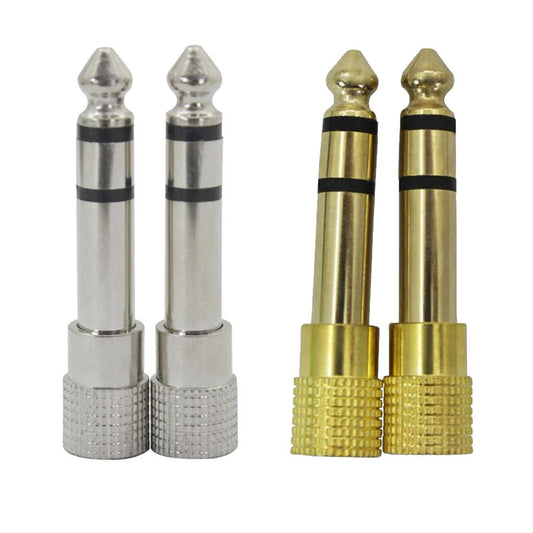 2pcs 6.5mm Male to 3.5mm Female Stereo Aduio Adapter for Headphone Silver