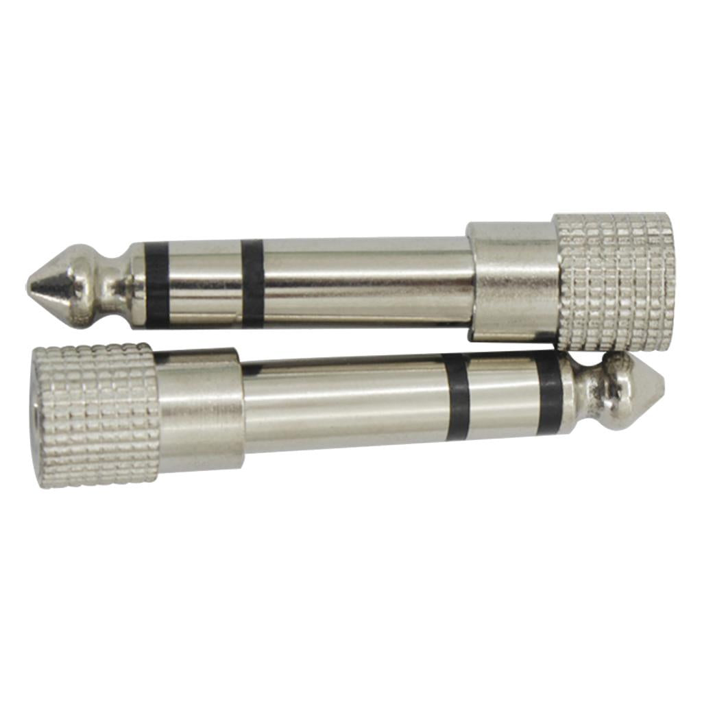 2pcs 6.5mm Male to 3.5mm Female Stereo Aduio Adapter for Headphone Silver