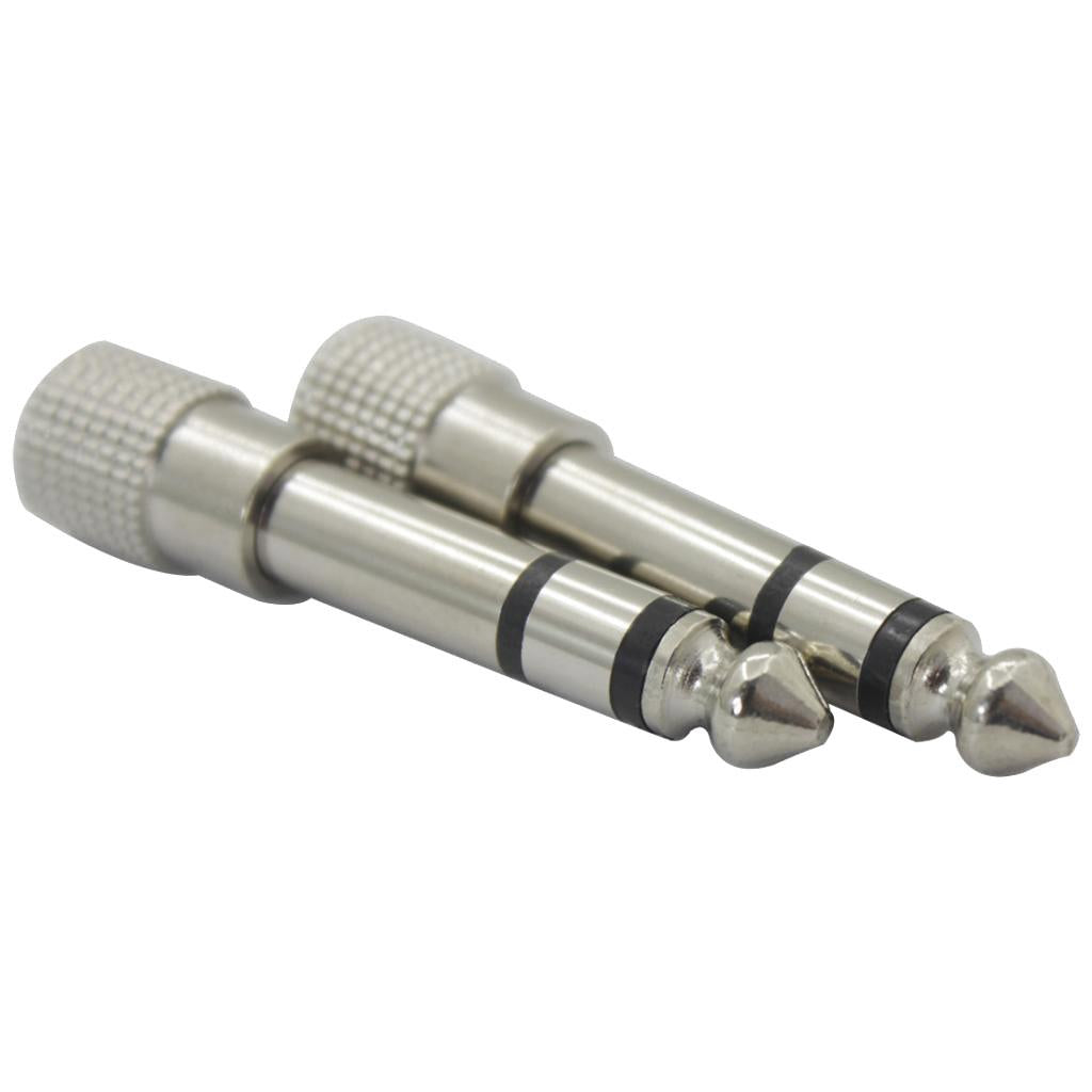 2pcs 6.5mm Male to 3.5mm Female Stereo Aduio Adapter for Headphone Silver