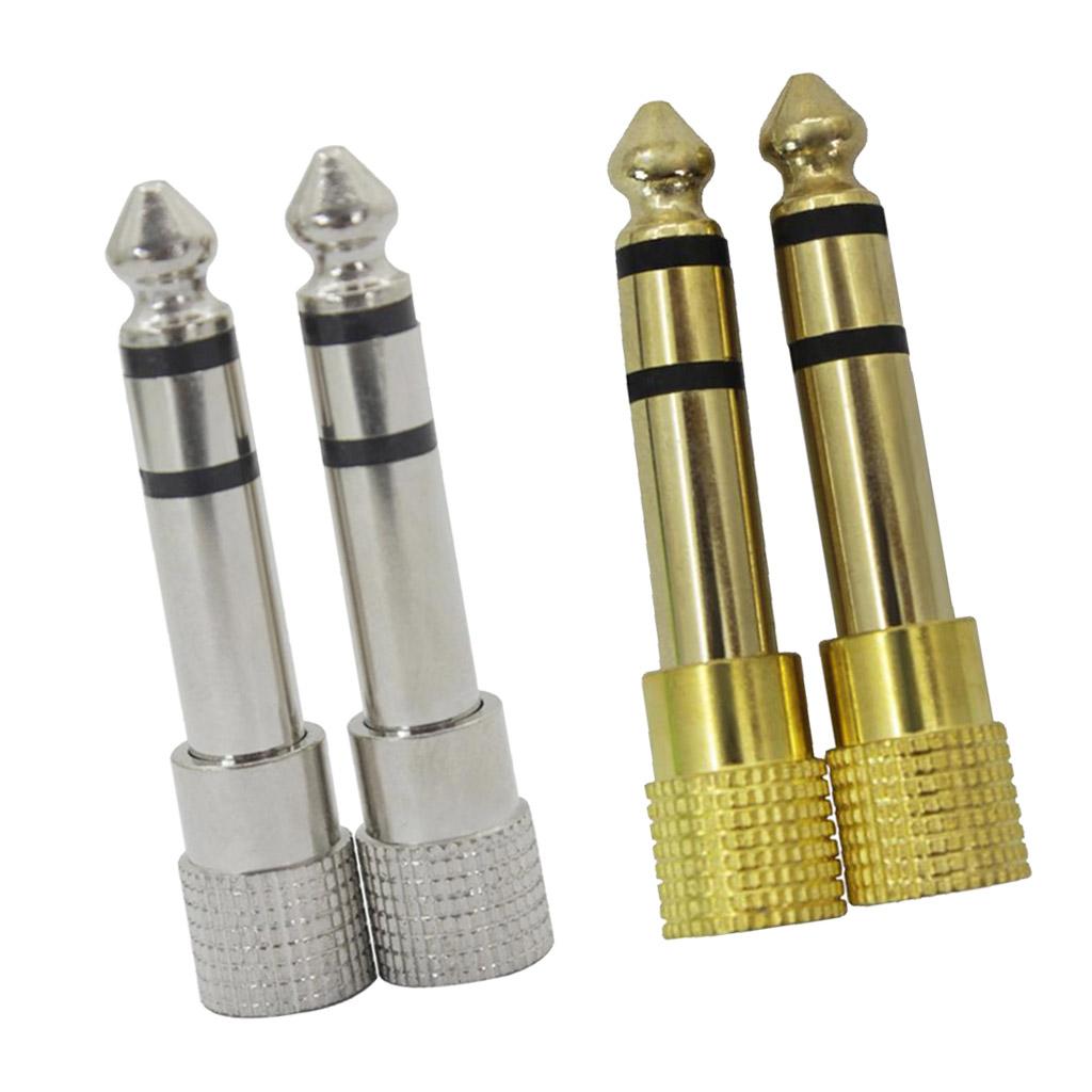 2pcs 6.5mm Male to 3.5mm Female Stereo Aduio Adapter for Headphone Silver