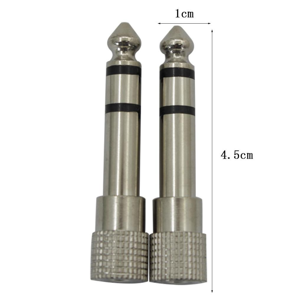 2pcs 6.5mm Male to 3.5mm Female Stereo Aduio Adapter for Headphone Silver