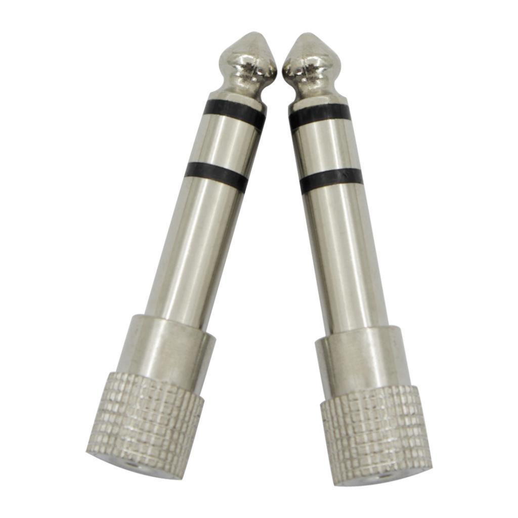 2pcs 6.5mm Male to 3.5mm Female Stereo Aduio Adapter for Headphone Silver