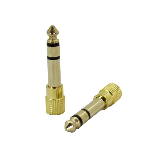 2pcs 6.5mm Male to 3.5mm Female Stereo Aduio Adapter for Headphone Gold