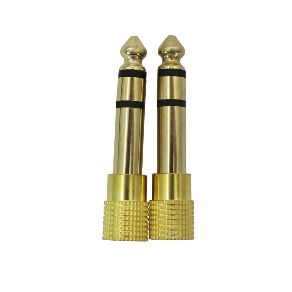 2pcs 6.5mm Male to 3.5mm Female Stereo Aduio Adapter for Headphone Gold