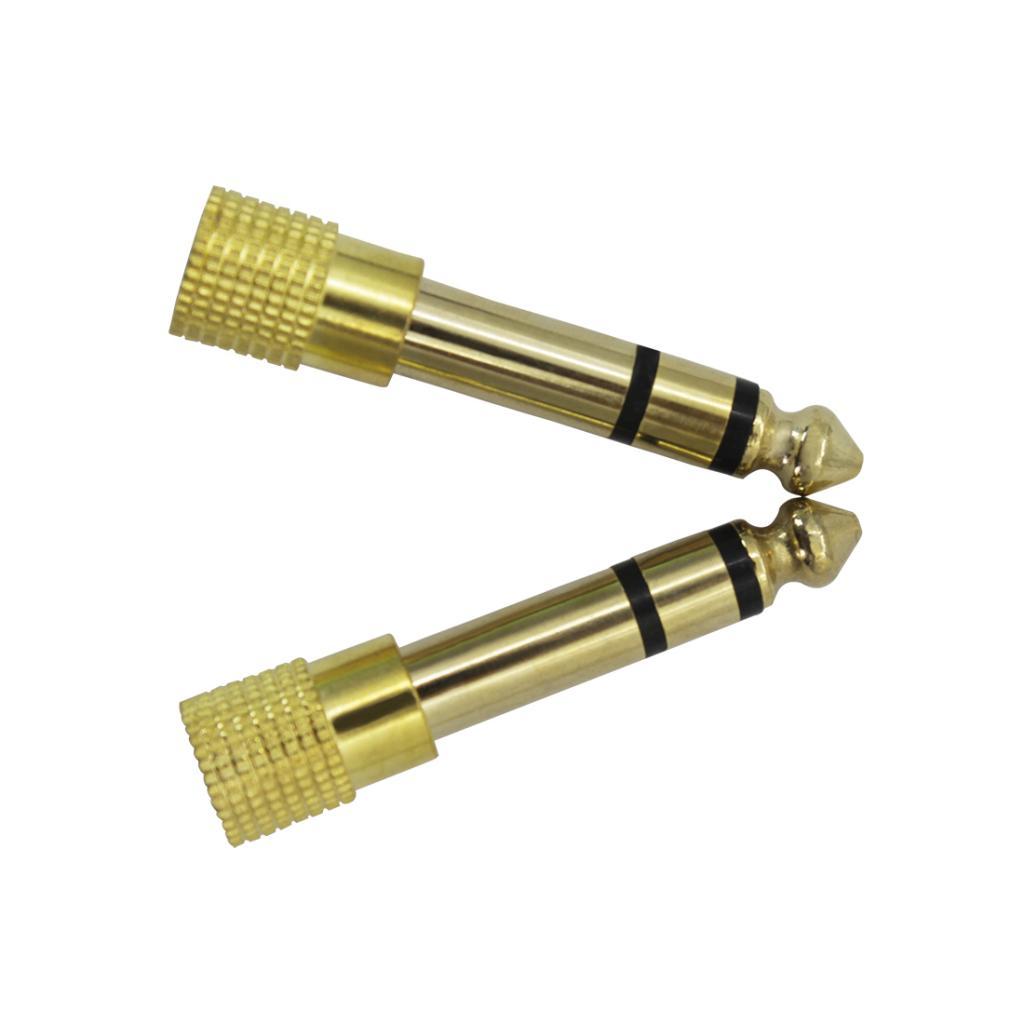 2pcs 6.5mm Male to 3.5mm Female Stereo Aduio Adapter for Headphone Gold