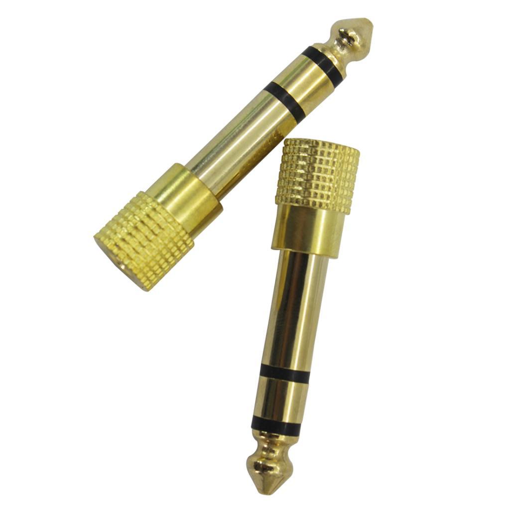 2pcs 6.5mm Male to 3.5mm Female Stereo Aduio Adapter for Headphone Gold