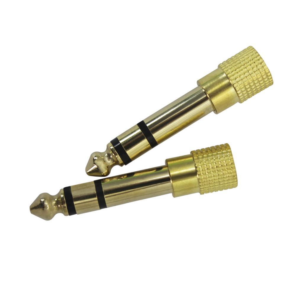 2pcs 6.5mm Male to 3.5mm Female Stereo Aduio Adapter for Headphone Gold