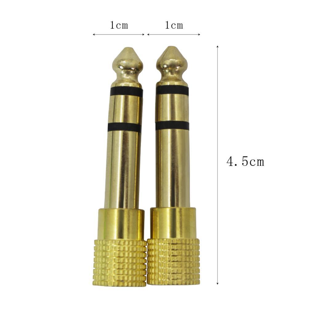 2pcs 6.5mm Male to 3.5mm Female Stereo Aduio Adapter for Headphone Gold