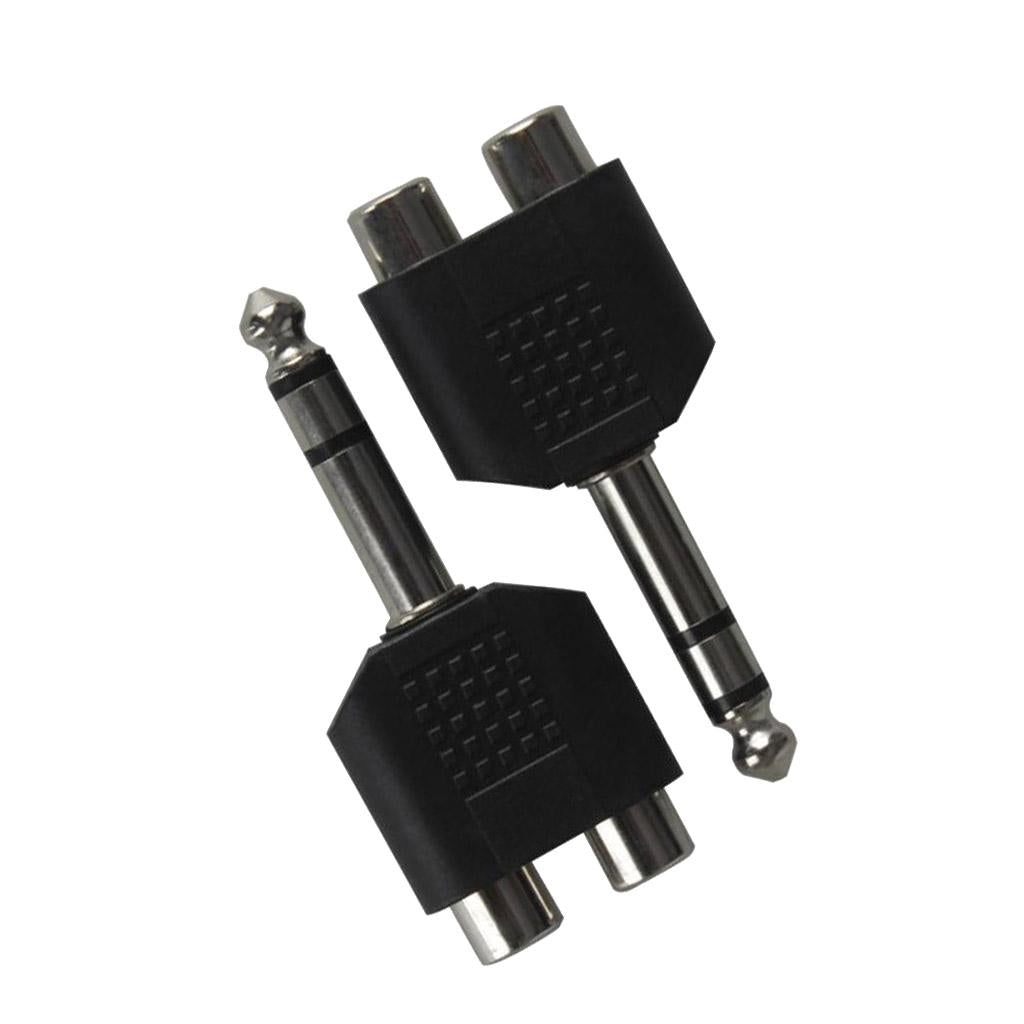 2 Pieces Stereo Audio Cable Converter Adapter 1 Male to 2 Female Silver