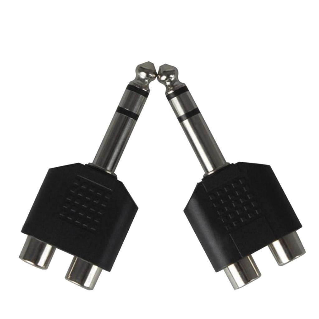 2 Pieces Stereo Audio Cable Converter Adapter 1 Male to 2 Female Silver